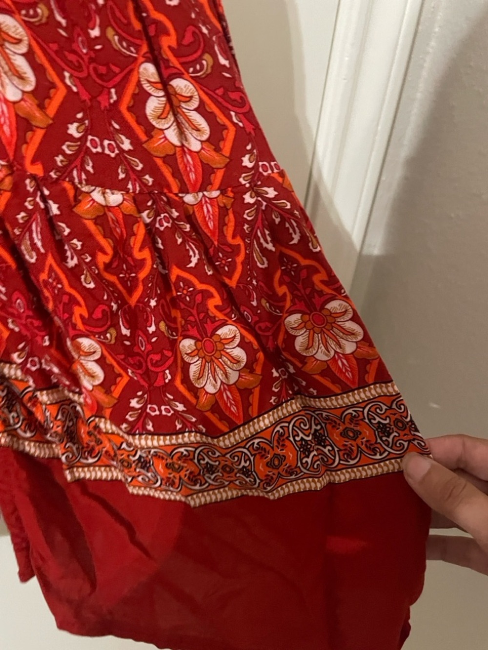 R.Vivimos Red Boho Floral Wrap Mini Dress Short Sleeve S - Picture 6 of 6